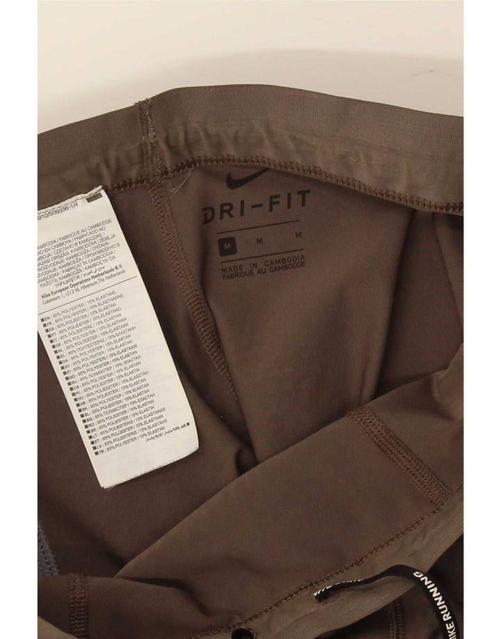 Leggings Nike Dri Fit pentru femei UK 12, maro mediu, poliester cu dungi