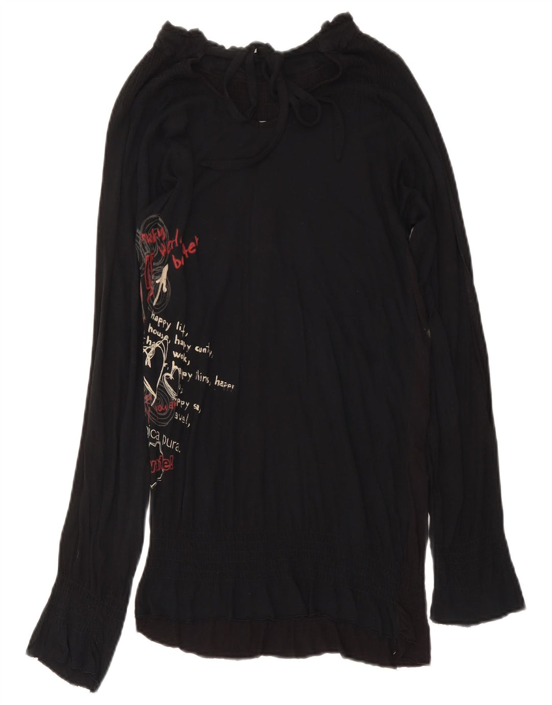 Top cu tunică grafică Desigual pentru femei, Fluture mic, negru