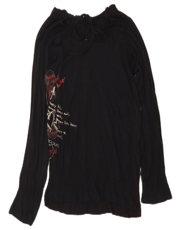 Top cu tunică grafică Desigual pentru femei, Fluture mic, negru
