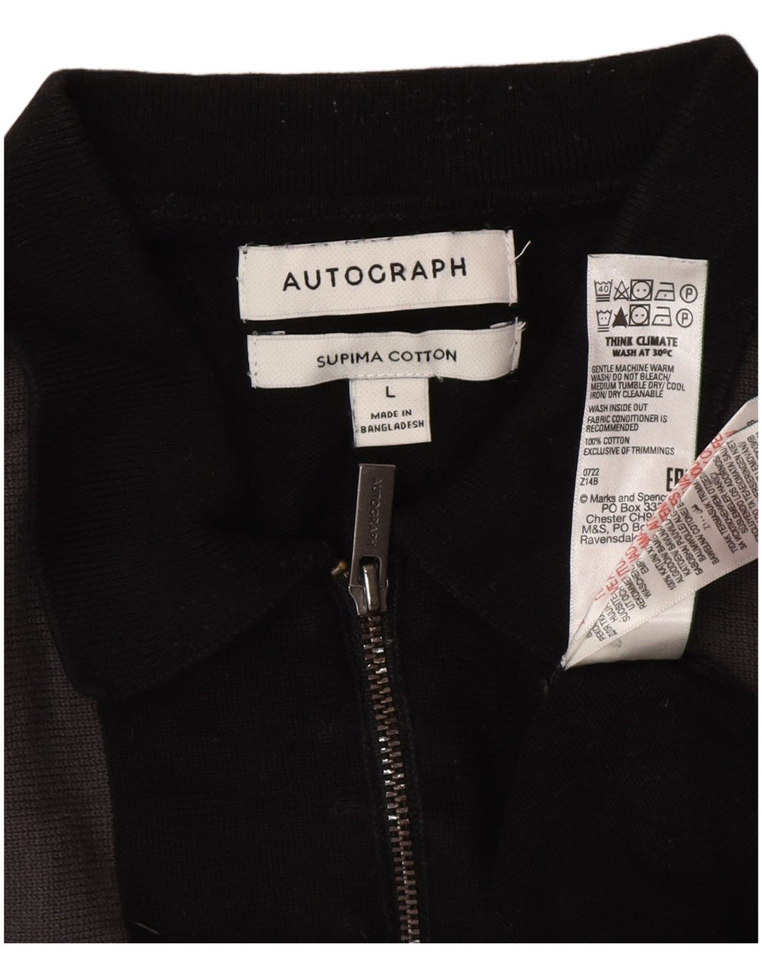 Pulover pentru bărbați Marks & Spencer, cu autograf, cu gât polo, mare, negru