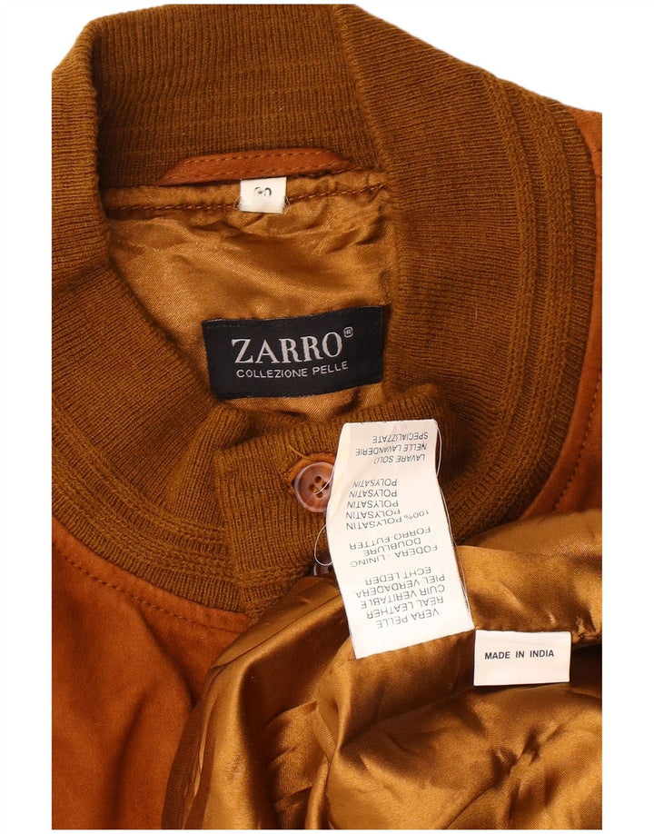 ZARRO Mens Suede Bomber Jacket UK 42 XL Brown Leather