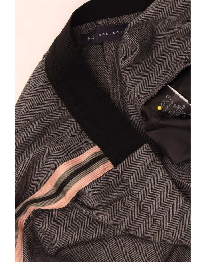 Pantaloni de costum pentru femei Marks & Spencer UK 12 Medium W30 L26 Gri Herringbone