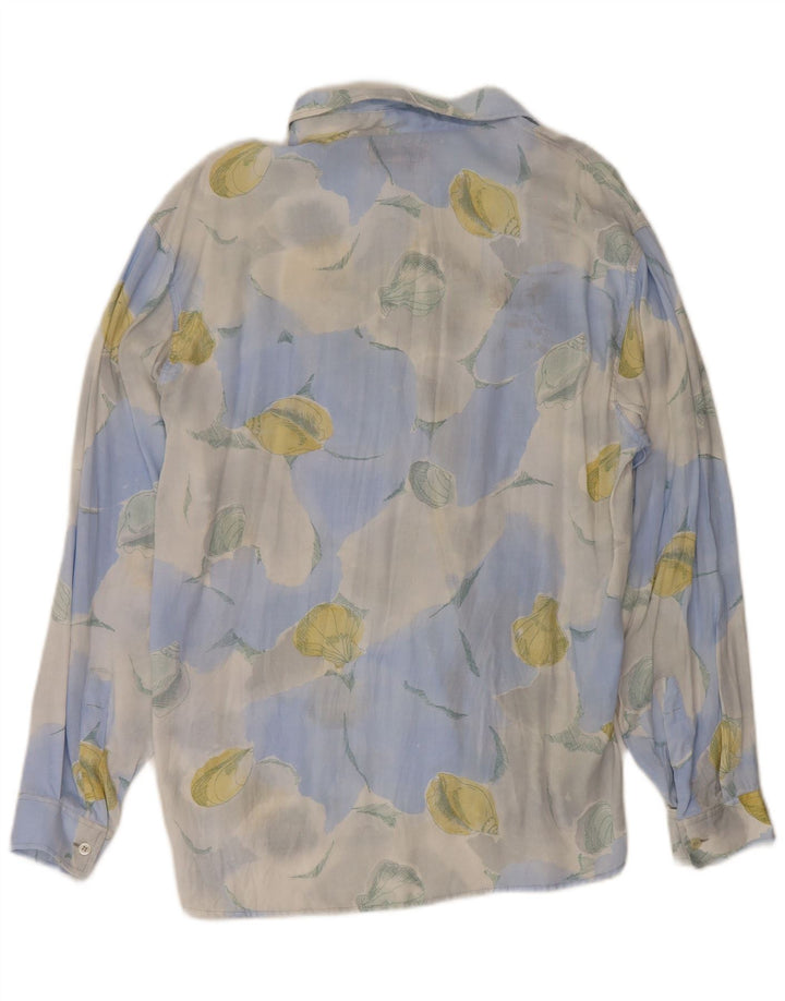 Cămașă Vintage pentru bărbați, mare, albastră, florală, viscoză