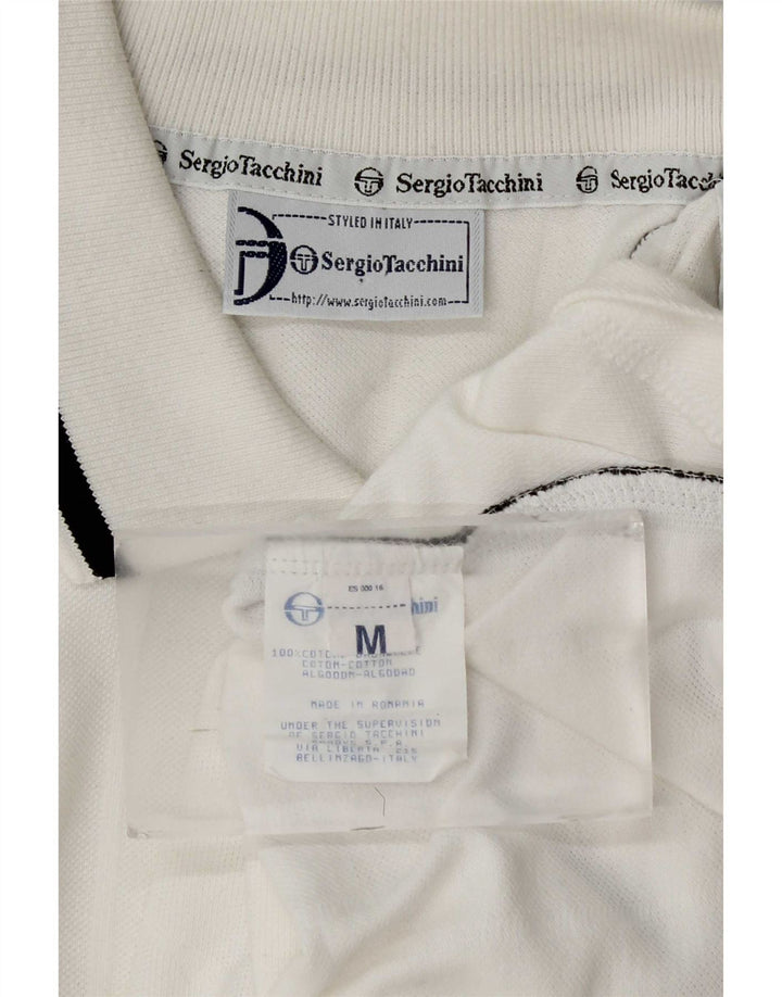 Tricou polo Sergio Tacchini pentru bărbați, bumbac color bloc alb mediu
