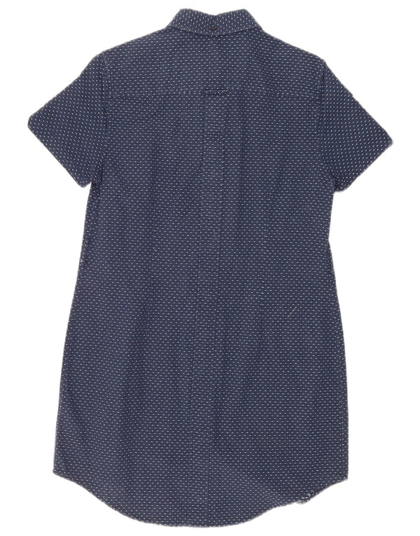 Fred Perry rochie cămașă cu mâneci scurte pentru femei UK 12 Medium bleumarin pete