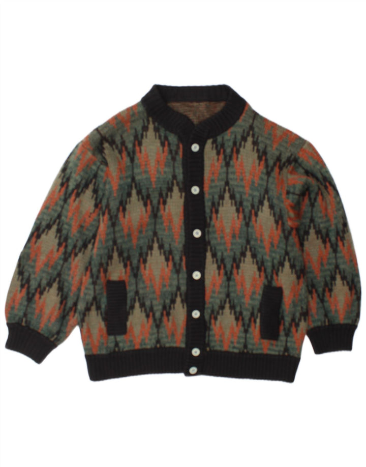 Pulover Cardigan Vintage Bărbați Mediu Multicolor Geometric