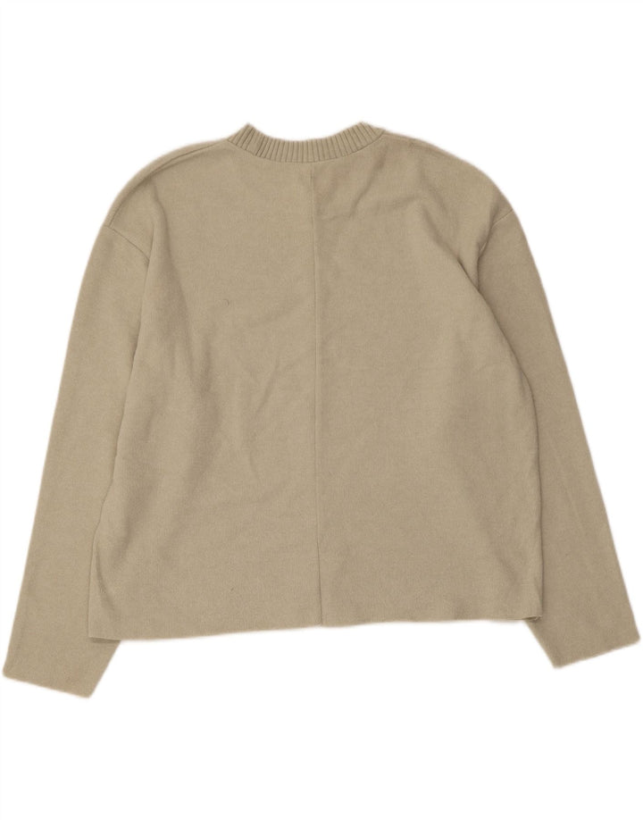 Pulover pentru femeie cu gât de barcă Zara UK 14 Poliester mediu bej