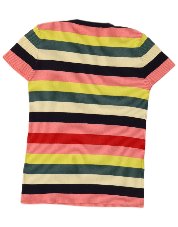 Top tricou pentru femei Zara UK 12 Medium, multicolor, în dungi, viscoză