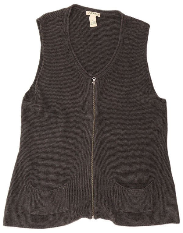Pulover cardigan fără mâneci pentru femei Orvis UK 18 XL bumbac gri