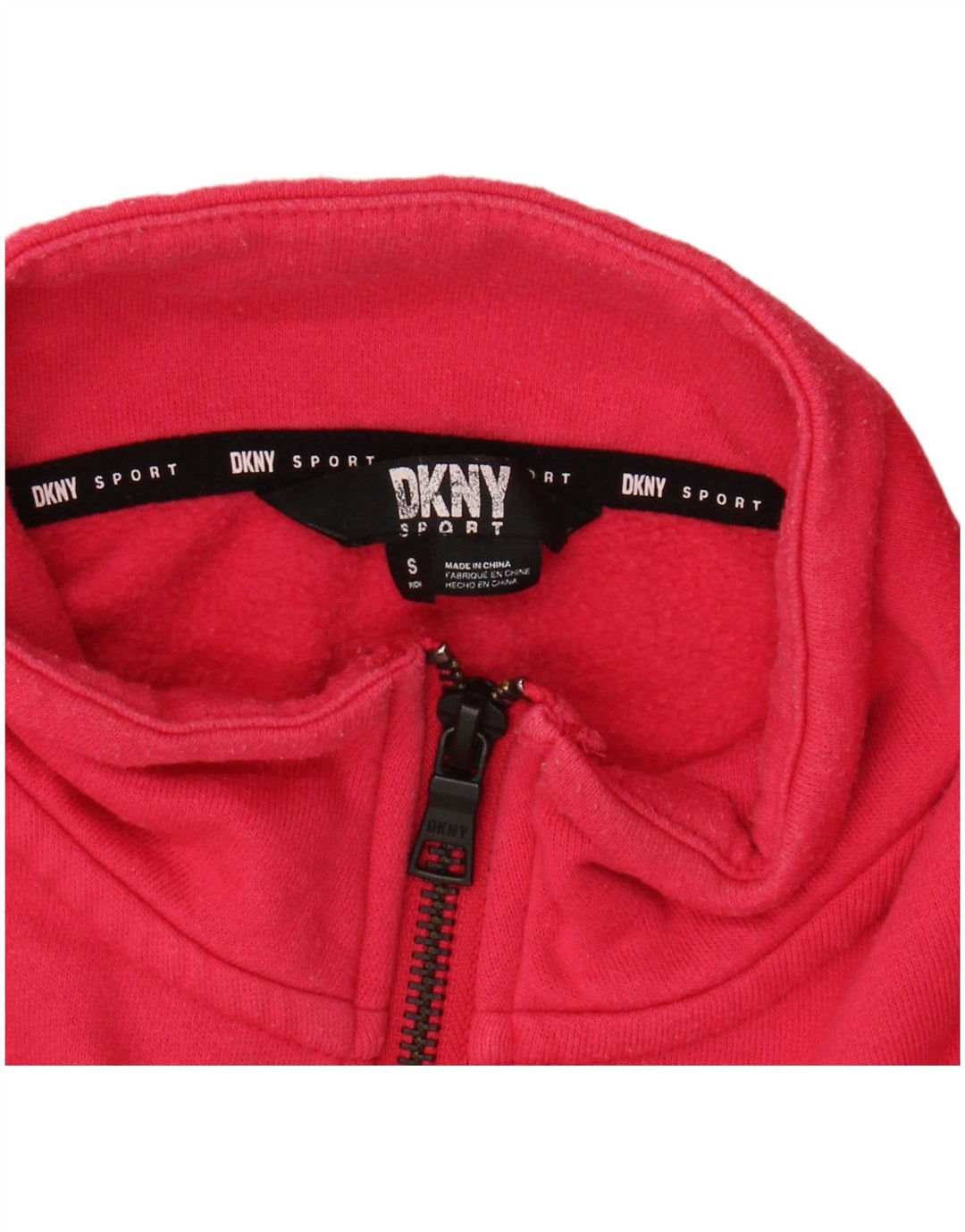 Pulover pentru femei DKNY, supradimensionat, cu grafic, cu fermoar, cu gât, UK 10 Mic, roz