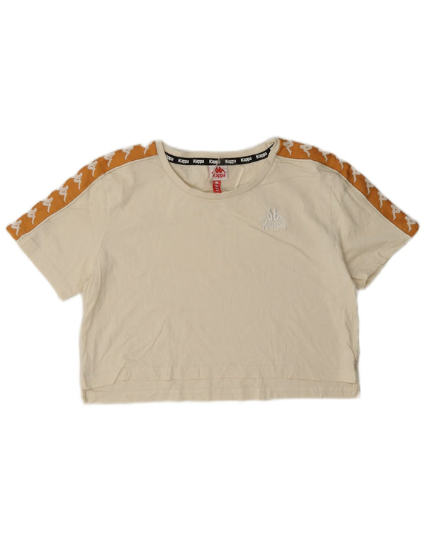 Tricou cu grafică crop Kappa pentru femei, UK 6 XS, alb, color block