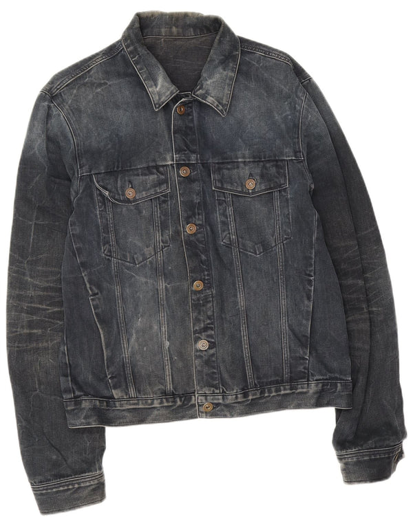 Calvin Klein Jeans Mens Denim Jacket UK 38 Medium Navy Blue Colourblock