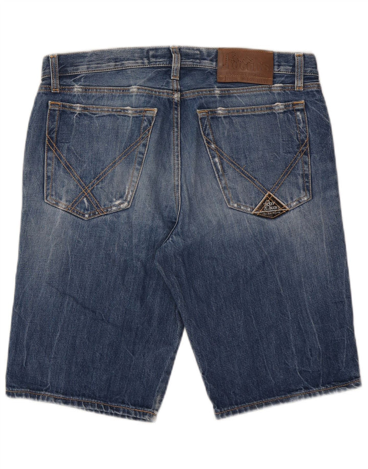 Pantaloni scurți din denim învechit pentru bărbați Roy Rogers W33, bumbac albastru mediu