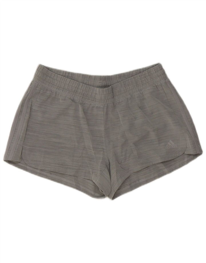 Pantaloni scurți sport Adidas pentru femei Marea Britanie 12/14 Poliester cu dungi gri medii
