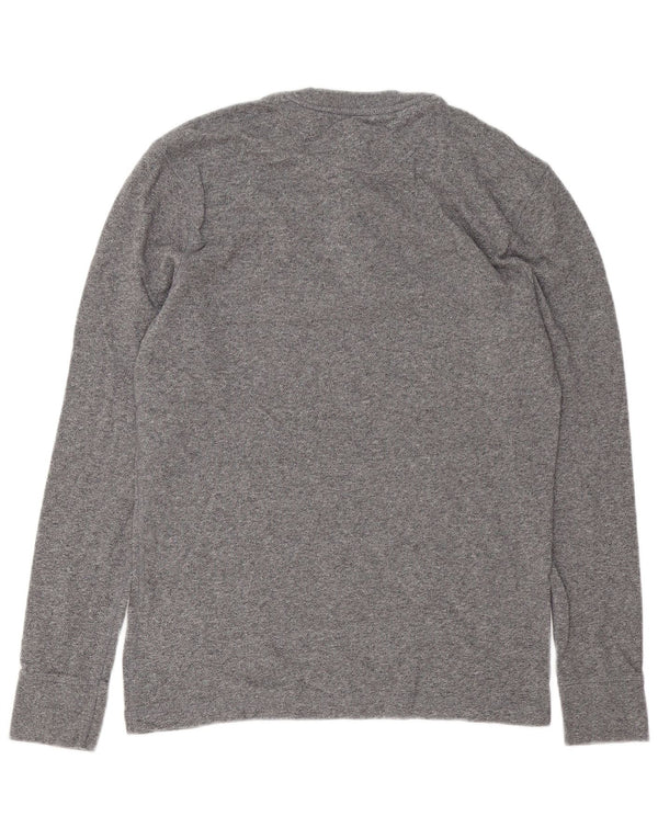 Superdry pentru bărbați Henley Top cu mânecă lungă XL, bumbac cu pete gri
