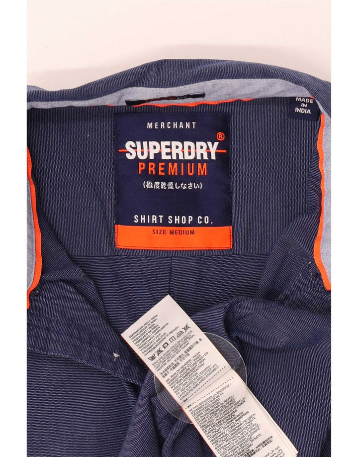 Cămașă cu mânecă scurtă pentru bărbați Superdry, bumbac albastru mediu