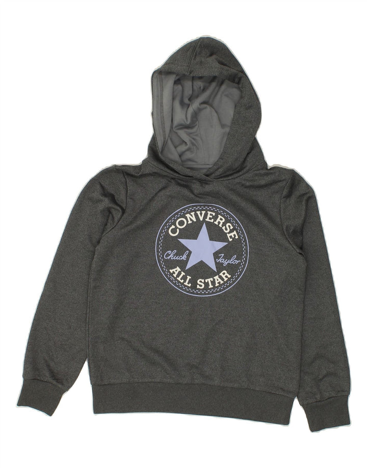 CONVERSE Boys Graphic Hoodie Jumper 13-14 Years Large Grey Polyester Vintage Converse and Second-Hand Converse from Messina Hembry 