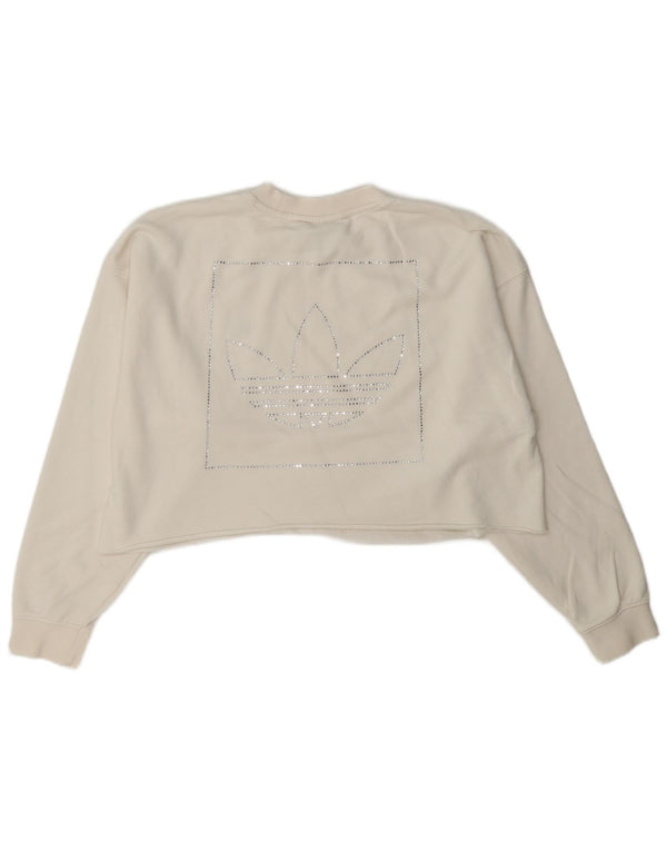 Pulover Adidas Crop Graphic Oversized pentru femei UK 6 XS Alb