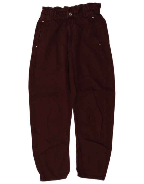 Blugi conici tăiați pentru femei cu talie înaltă Zara EU 36 XS L26 L25 Bumbac Burgundy