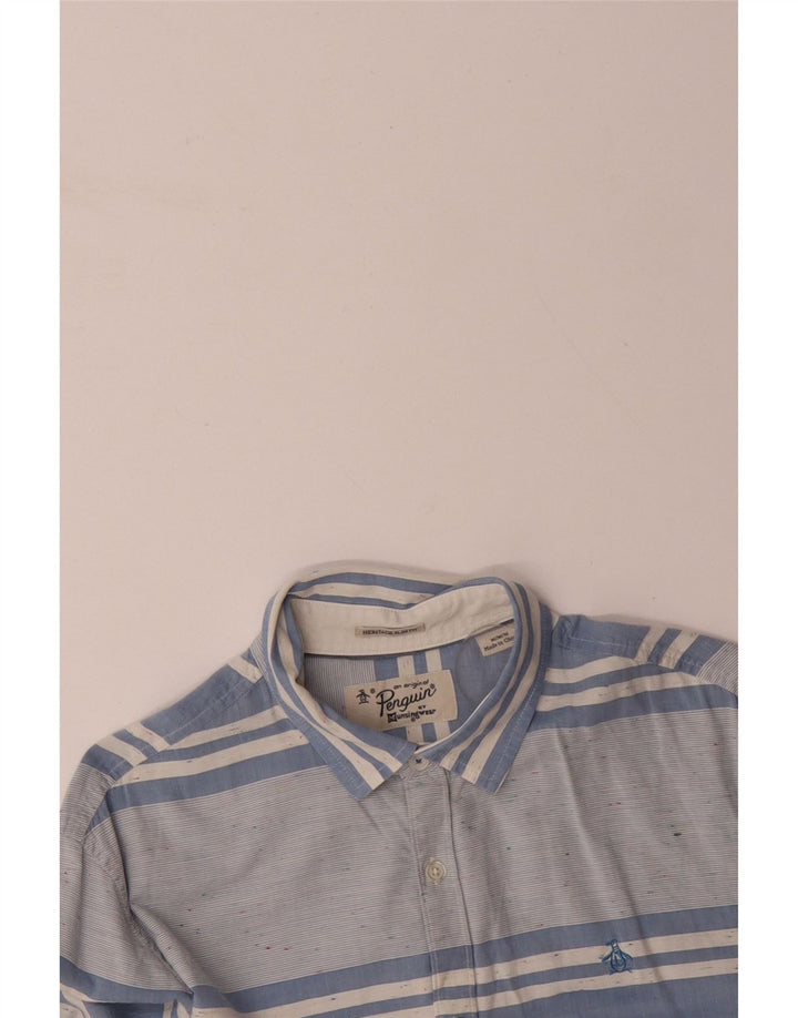 Cămașă pentru bărbați PENGUIN Heritage Slim Fit, bumbac cu dungi albastre medii