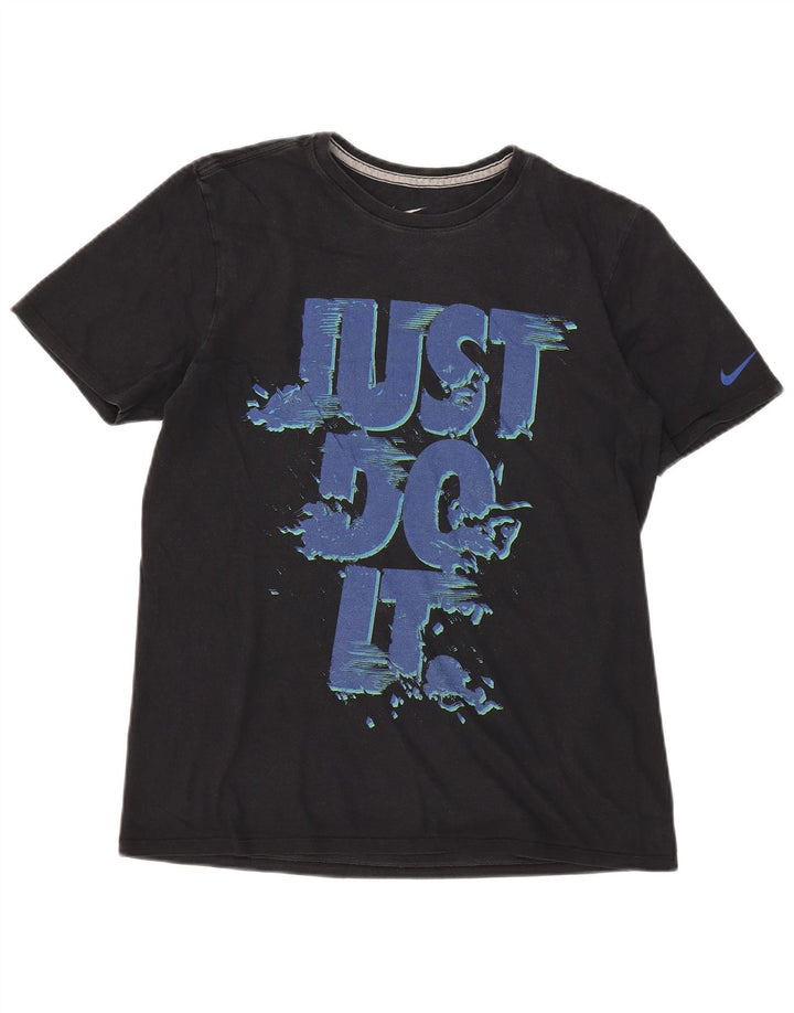 Tricou grafic Nike pentru bărbați, cu croială atletică, top mediu din bumbac negru