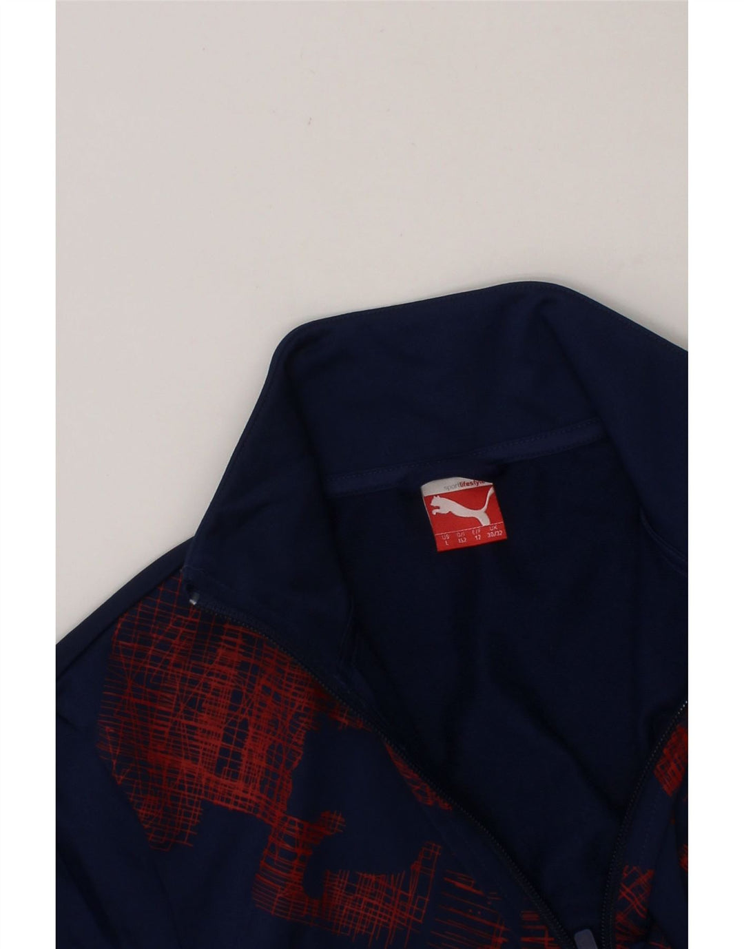 PUMA Boys Graphic Tracksuit Top Jacket 11-12 Years Navy Blue Vintage Puma and Second-Hand Puma from Messina Hembry 