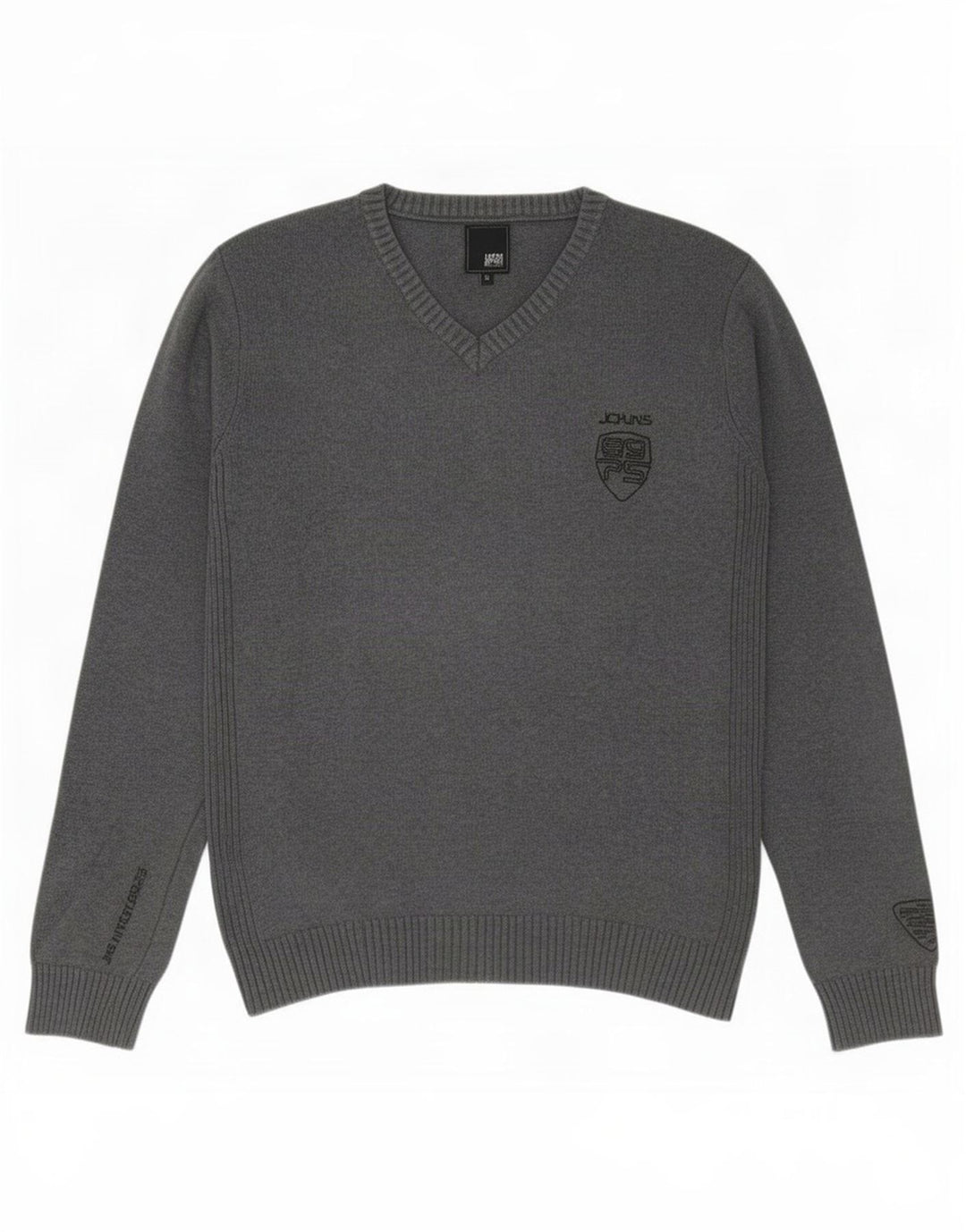 Pulover Jack & Jones pentru bărbați, cu decolteu în V, bumbac, gri mediu