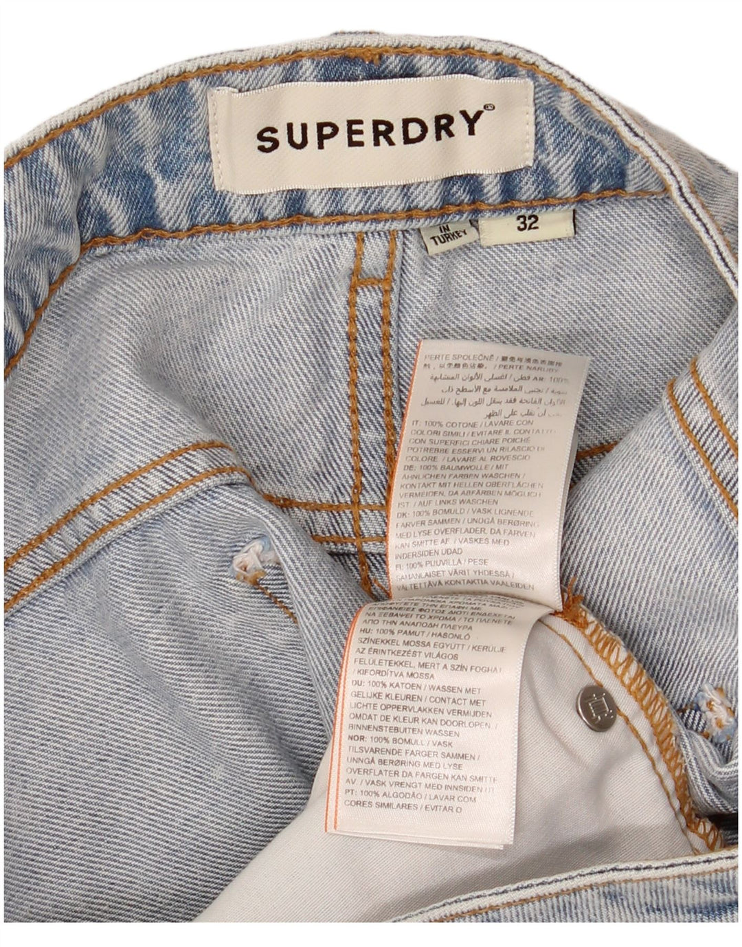 Pantaloni scurți din blugi pentru femei Superdry W32, bumbac albastru mare