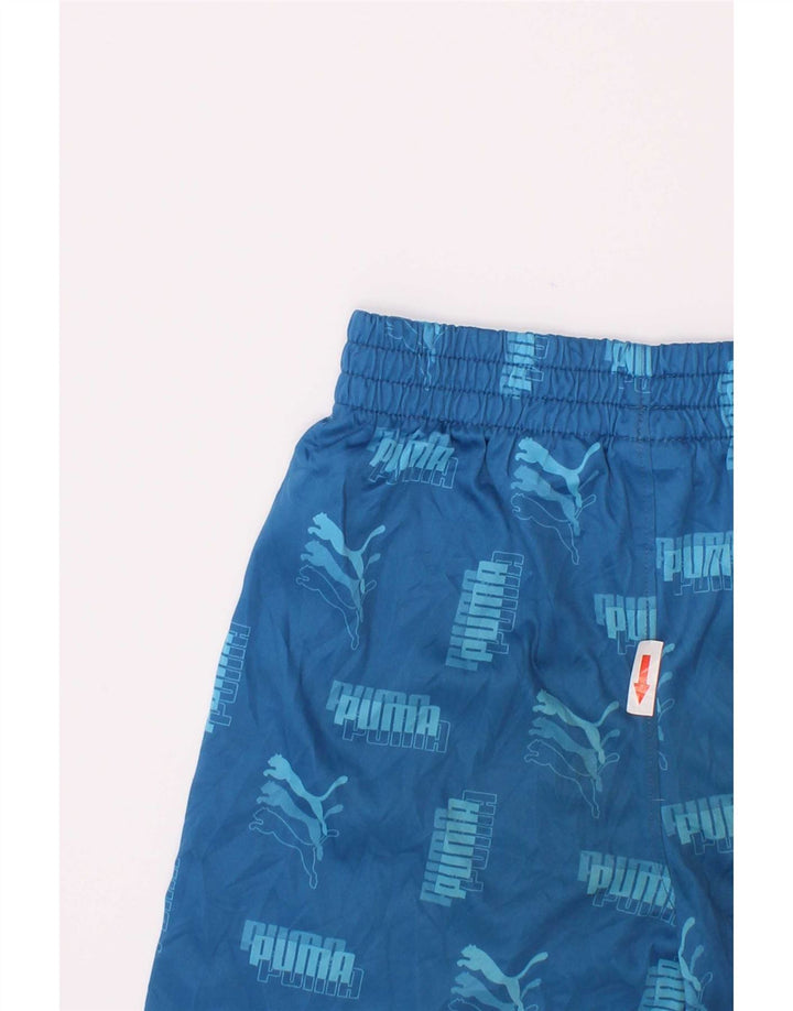 Pantaloni scurți sport grafic Puma pentru băieți 6-7 ani, poliester albastru