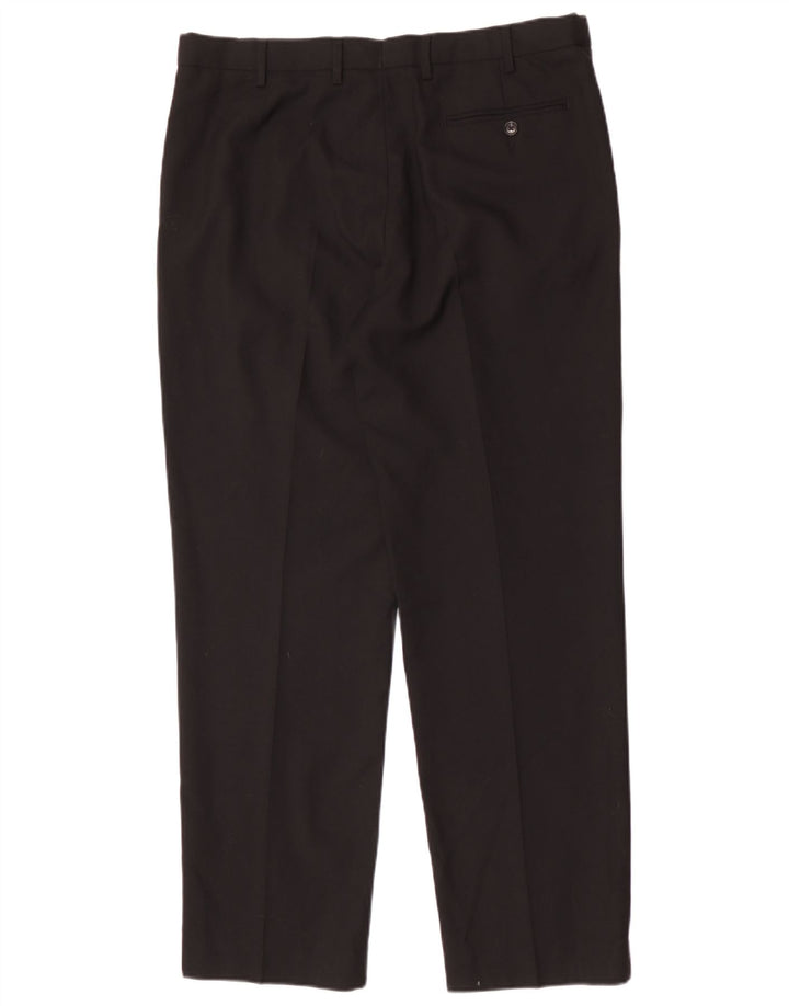 Pantaloni de costum pentru bărbați Marks & Spencer, pegged regular fit, L36 L31, lână neagră