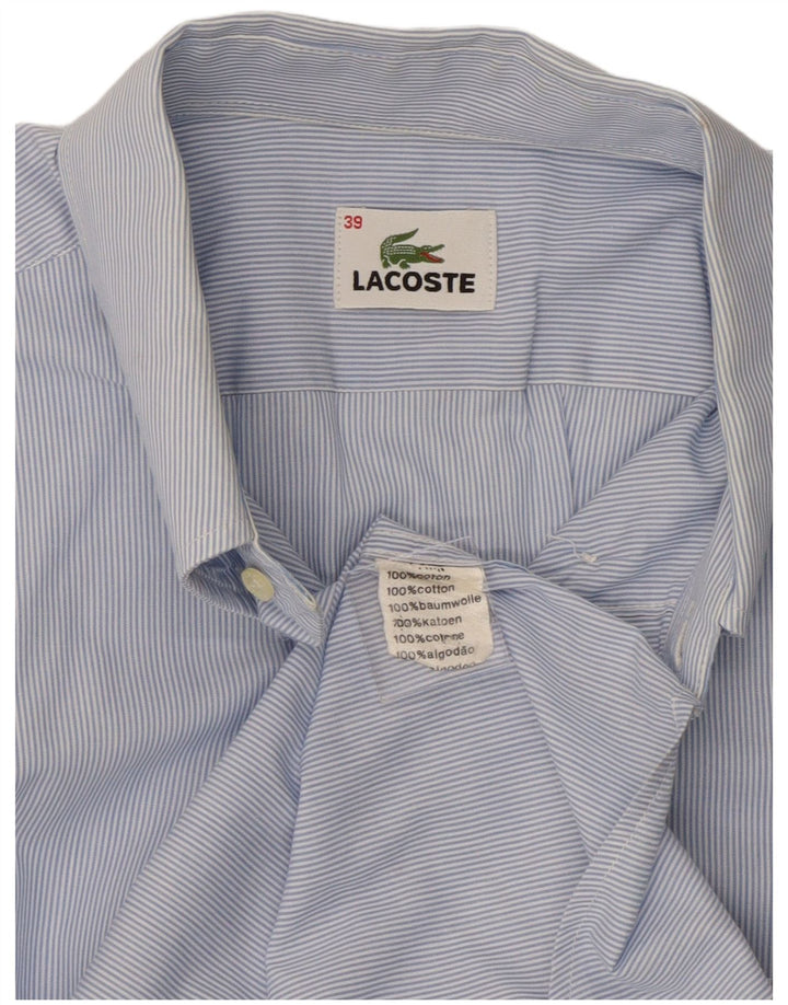 Cămașă pentru bărbați Lacoste cu mânecă scurtă, mărimea 39, bumbac cu dungi albastre medii