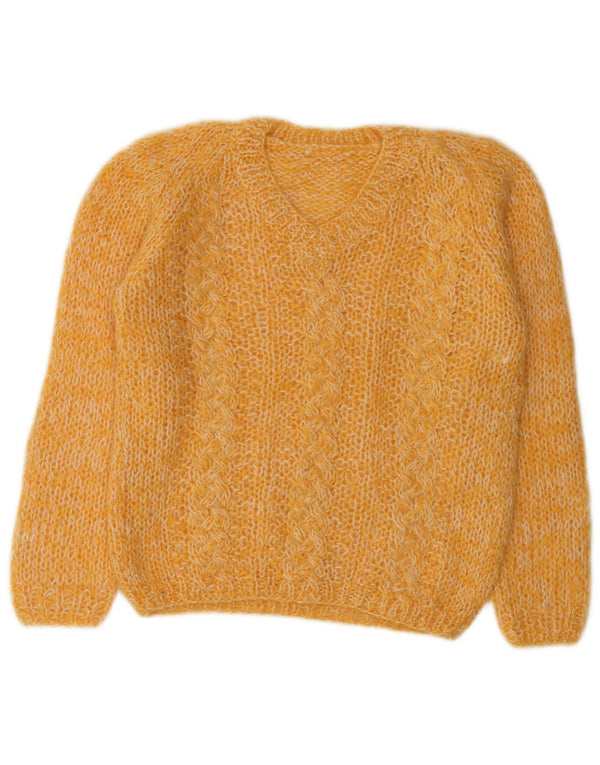 Pulover vintage pentru femei cu decolteu în V UK 14 Galben mediu