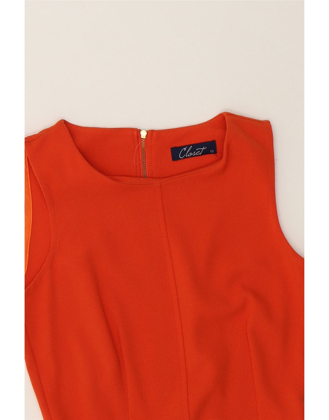 CLOSET Womens Sleeveless Sheath Dress UK 10 Small Orange Polyester Vintage CLOSET and Second-Hand CLOSET from Messina Hembry 