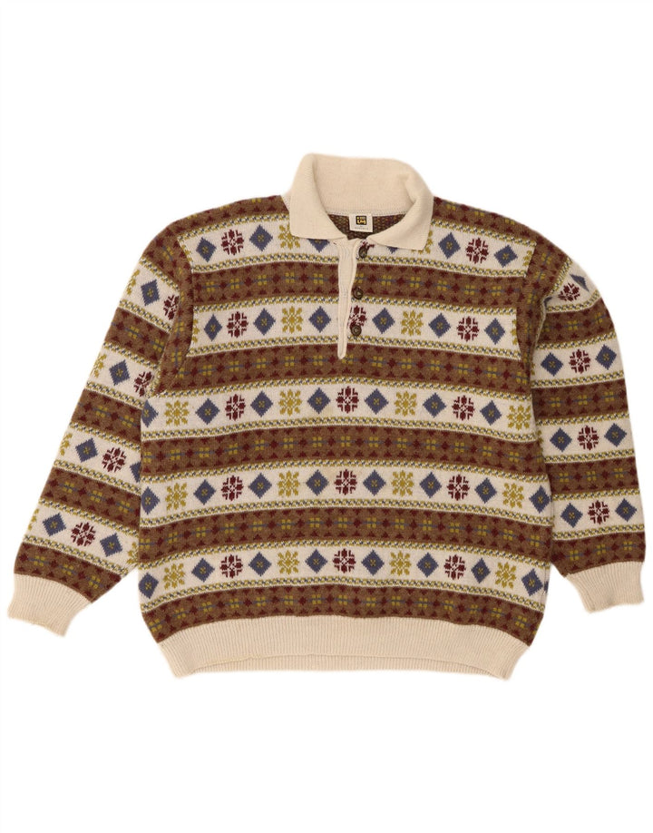 Pulover vintage pentru bărbați cu gât polo IT 50 Medium Multicolor Retro