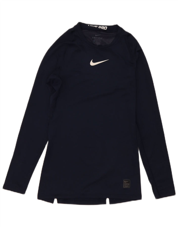 Nike pentru bărbați Dri Fit Top cu mânecă lungă din poliester bleumarin mic