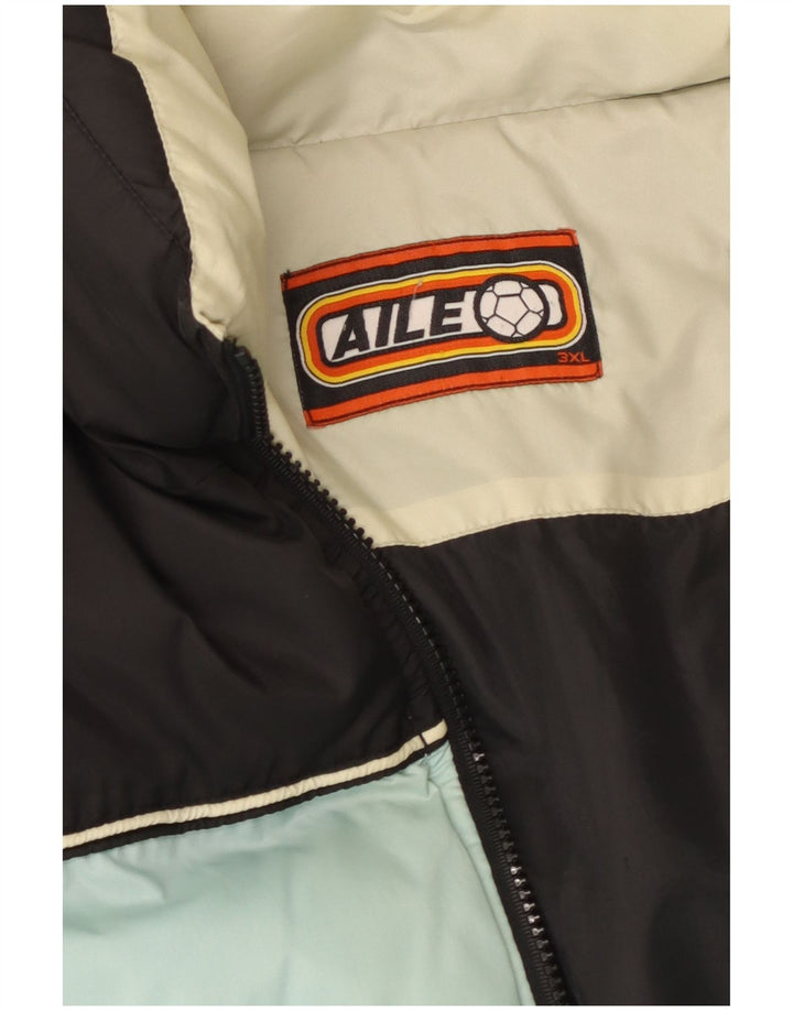 Jachetă căptușită vintage pentru bărbați UK 46 3XL Negru Colorblock