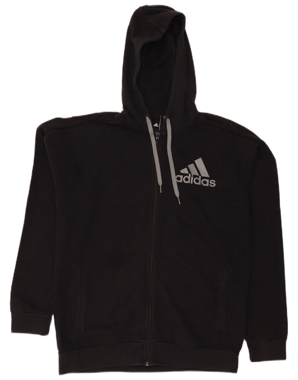 Adidas pentru bărbați Graphic Zip Hoodie Pulover mare, negru, bumbac