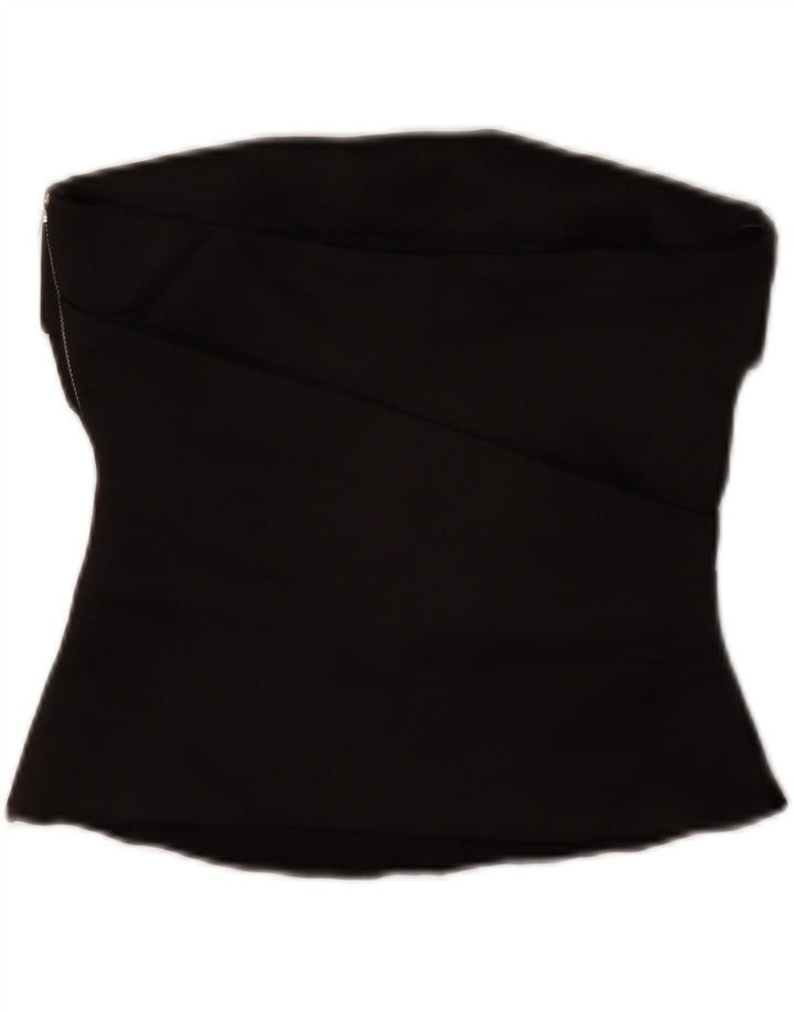 Top Crop fără bretele pentru femei Zara UK 10 Poliester negru mic