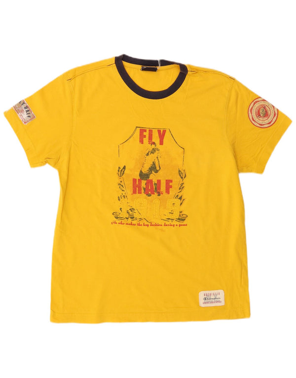 Tricou cu grafic muscular pentru femei Champion UK 16 Large Yellow