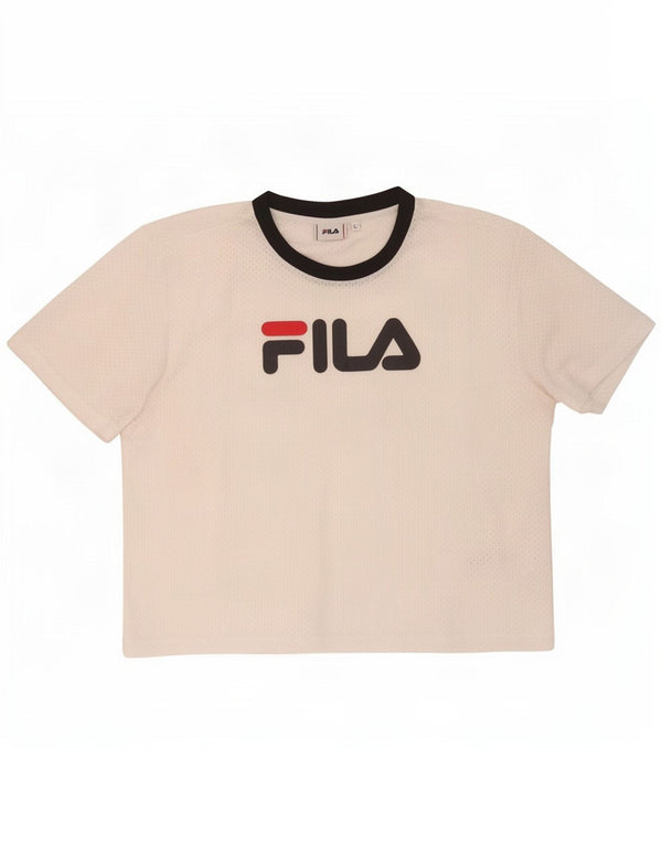 Tricou cu grafic Fila pentru femei Top UK 16 Poliester alb mare