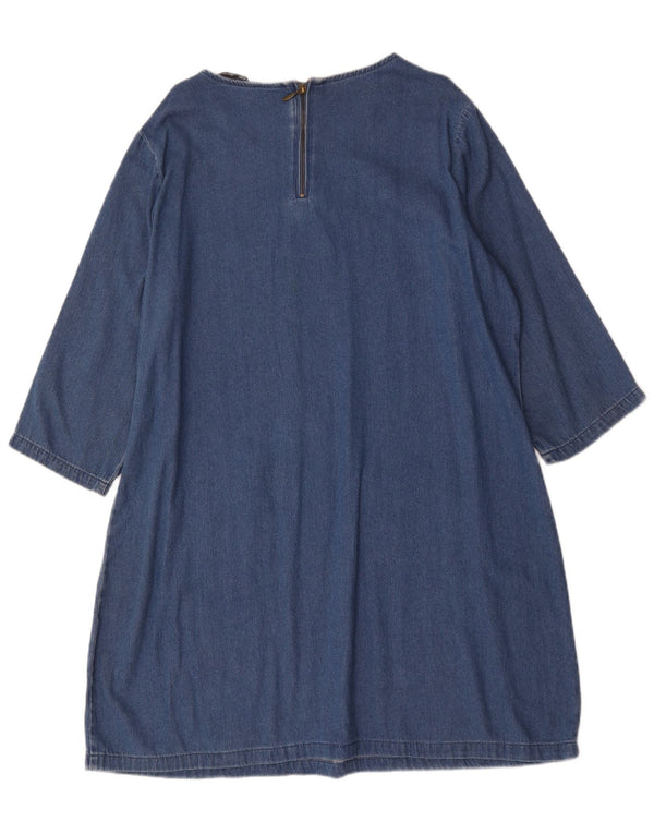 Rochie de denim supradimensionată pentru femei Marks & Spencer, cu mâneci 3/4, UK 16, mare, albastră