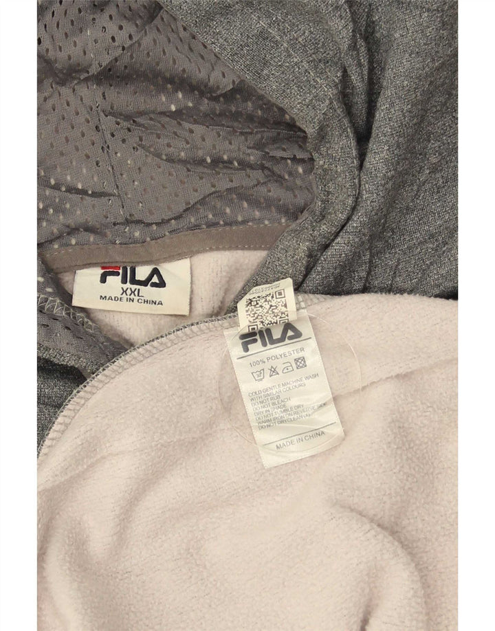 Pulover Fila pentru bărbați cu capota 2XL, gri, poliester color bloc