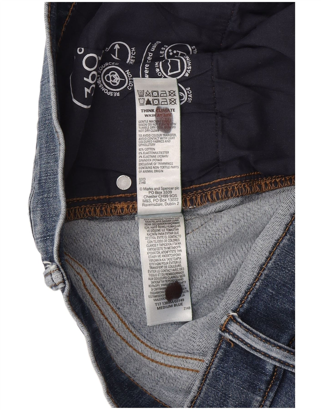 Blugi drepti pentru bărbați Marks & Spencer W32 L29 Bumbac albastru