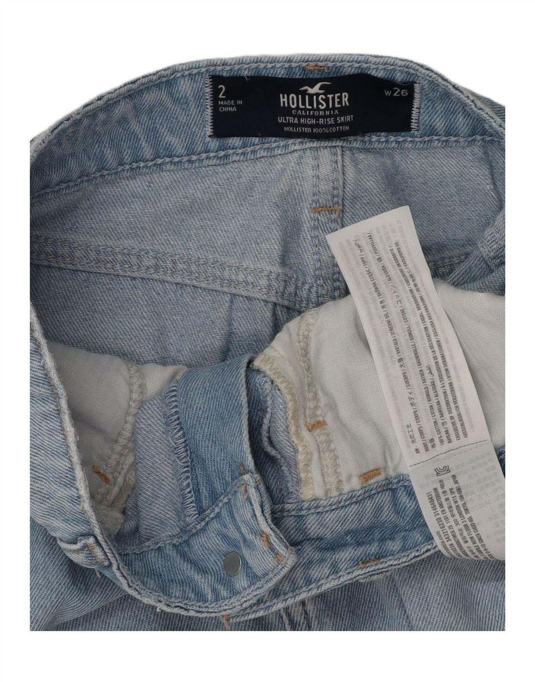 Fusta de blugi pentru femei HOLLISTER US 2 XS W26 Bumbac albastru