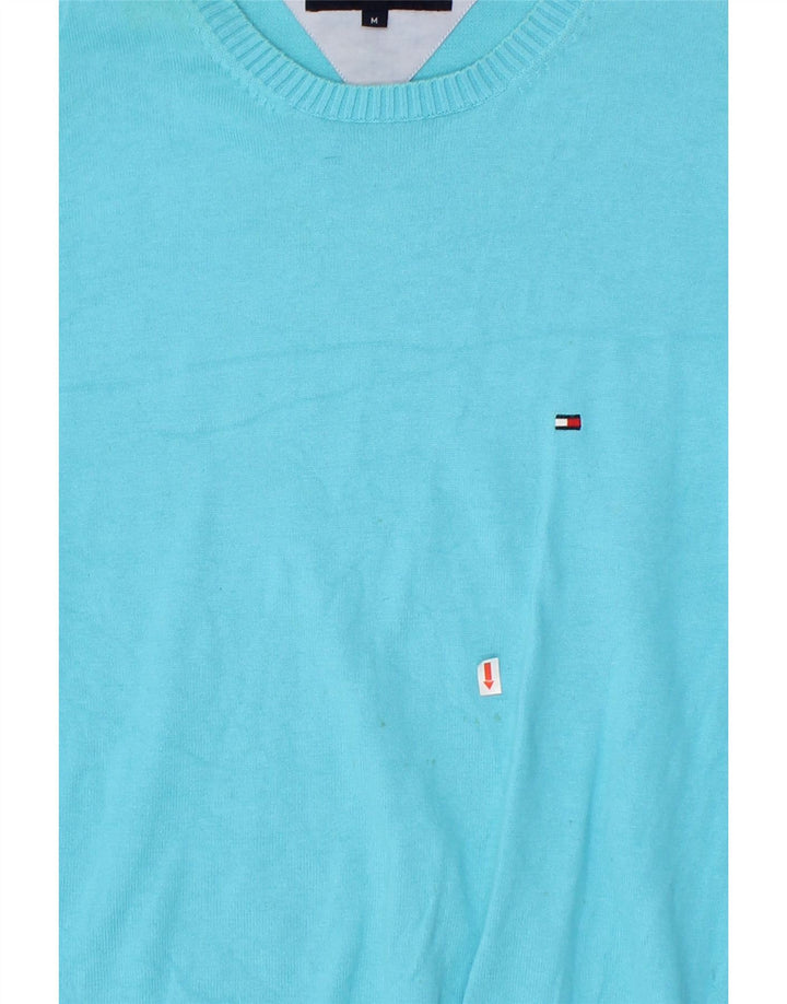 TOMMY HILFIGER Mens Boat Neck Jumper Sweater Medium Blue Cotton Vintage Tommy Hilfiger and Second-Hand Tommy Hilfiger from Messina Hembry 