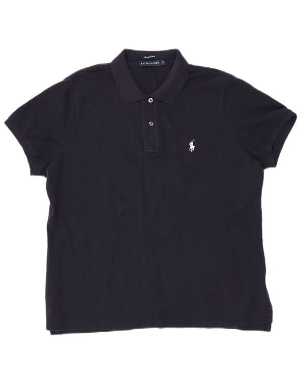 RALPH LAUREN Tricou polo skinny pentru femei UK 18 XL bumbac bleumarin