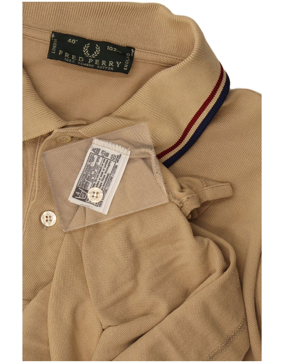 Cămașă polo Fred Perry pentru bărbați, bumbac, bej mic