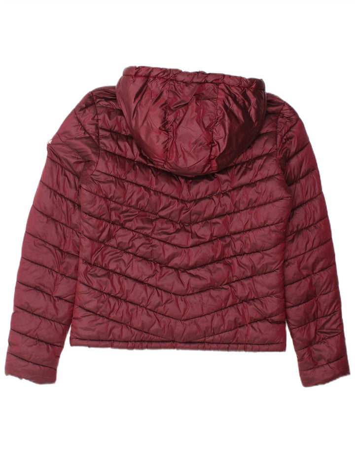 Jachetă căptușită cu glugă Superdry pentru femei UK 14 Medium Burgundy Nylon