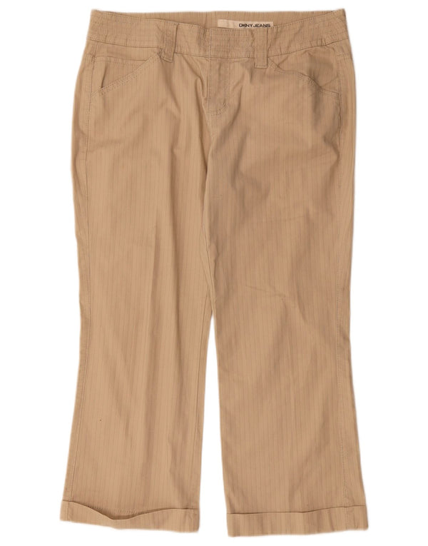 Dkny Pantaloni tăiați pentru femei US 10 Large W32 L25 Beige Pinstripe Bumbac