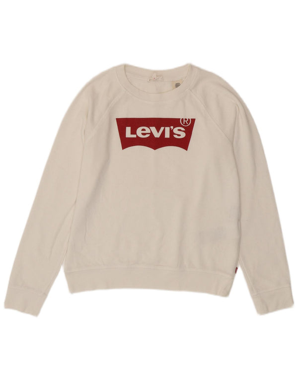 Levi's Pulover supradimensionat cu grafic pentru femei UK 10 Bumbac alb mic